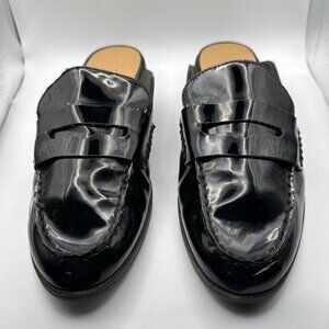 Franco Sarto Barlow women’s size 9 M black faux patent leather loafer mule